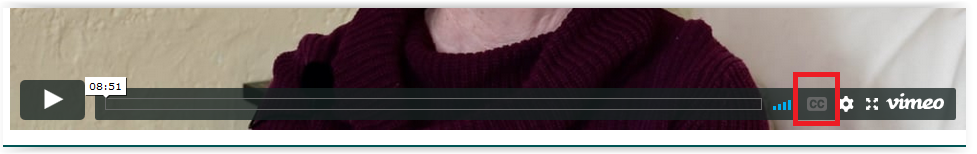 Closed Captions option at bottom of each video